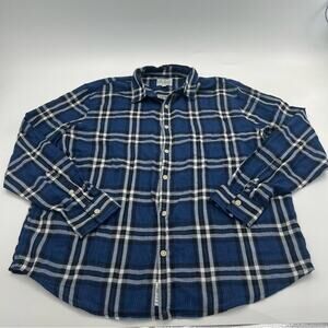 Lucky Brand Men’s Long Sleeve Button Up Blue Plaid Shirt